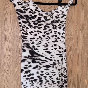 PrettyLittleThing Black and White Animal Print Dress
